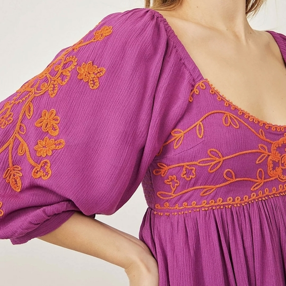 Free People Wedgewood Embroidered Maxi Dress In Violet - Picture 9 of 9